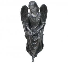 SITTING ANGEL OF SYNTHETIC MARBLE FINISH SILVER
